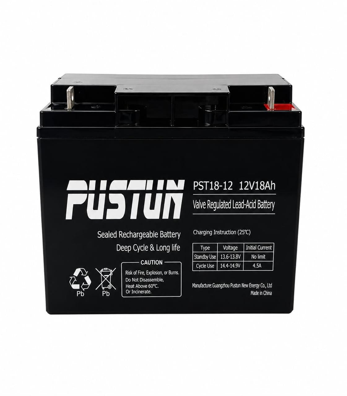 PUSTUN, 12V 18Ah, Rechargeable