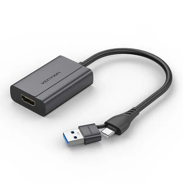 ACYHB, VENTION, USB-C and USB-A to HDMI Converter Gray Aluminium Alloy Type.
