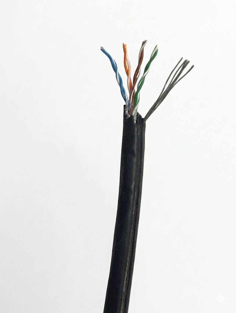 ქსელის კაბელი გარე მონტაჟის (ტროსით) CAT 5e U/UTP 4x2x24 AWG-CU - PE - DATA CABLE with MESSENGER (Z11441-AP)
