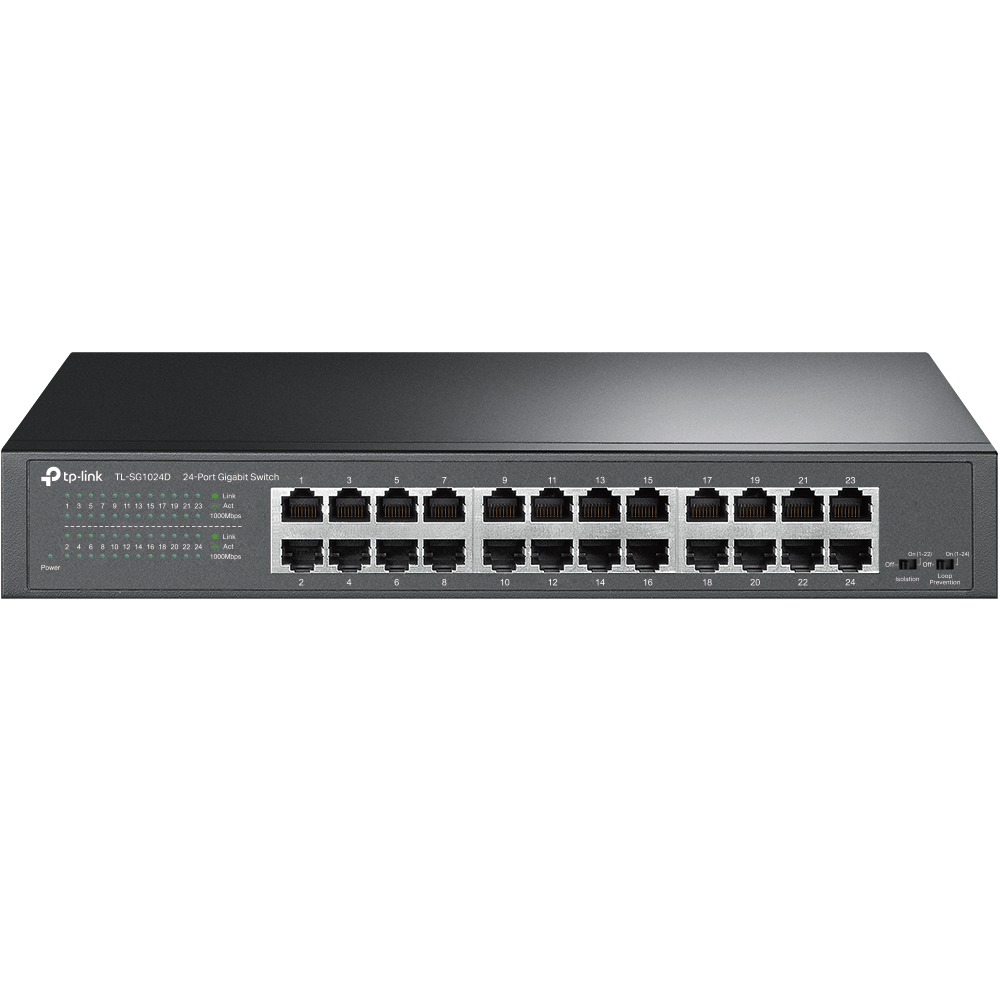TP-Link, TL-SG1024D, 24-port Gigabit Switch, 24 10/100/1000M RJ45 ports, metal case