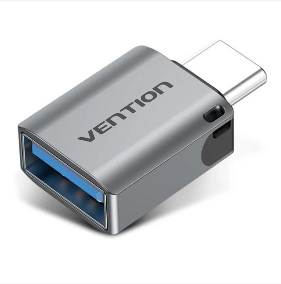 CDQH0 VENTION USB-C Male to USB 3.0 Female OTG Adapter Gray Aluminum Alloy Type