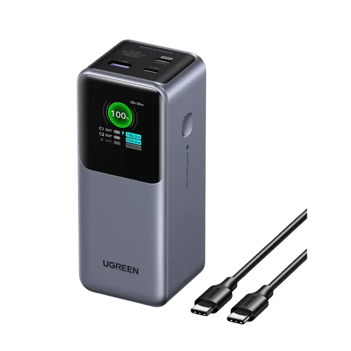 UGREEN, PB721, Power Bank, 20000mAh, 130W, Nexode with Smart Digital Display, With Retractable Type-C, Grey