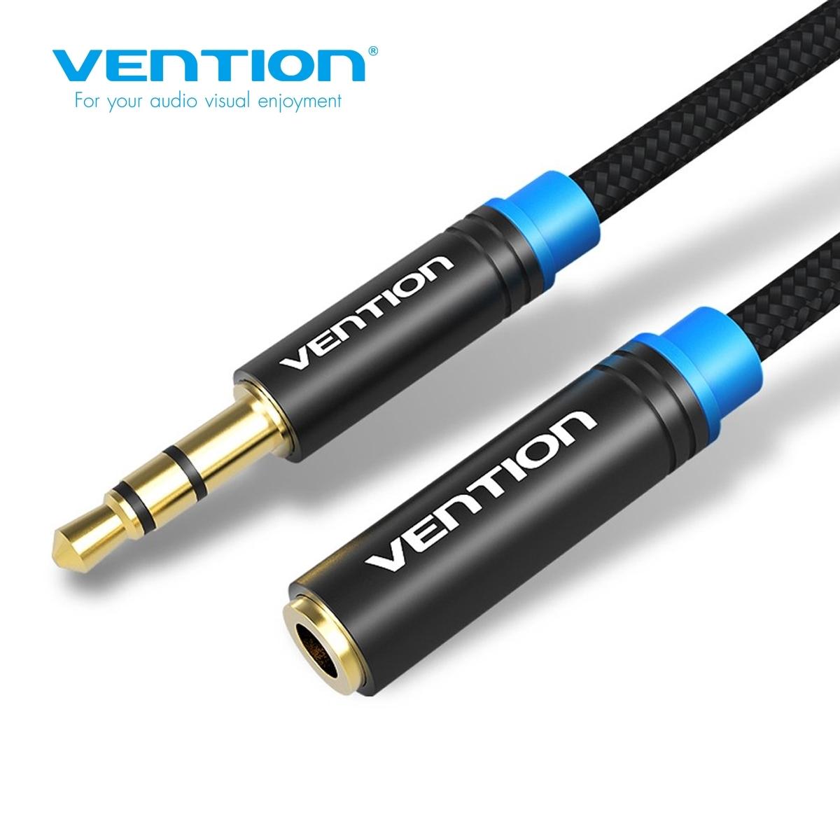 VAB-B06-B200-M, Vention Cotton Braided 3.5mm Audio Extension Cable 2M Black Metal Type