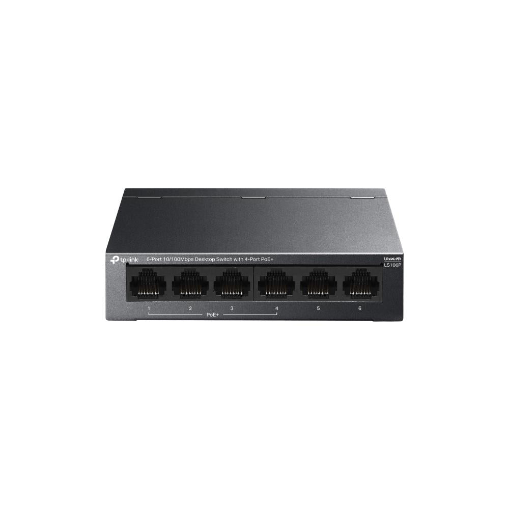 TP-Link, LS106P, 6-Port 10/100Mbps Desktop Switch with 4-Port 802.3at PoE+, 65W