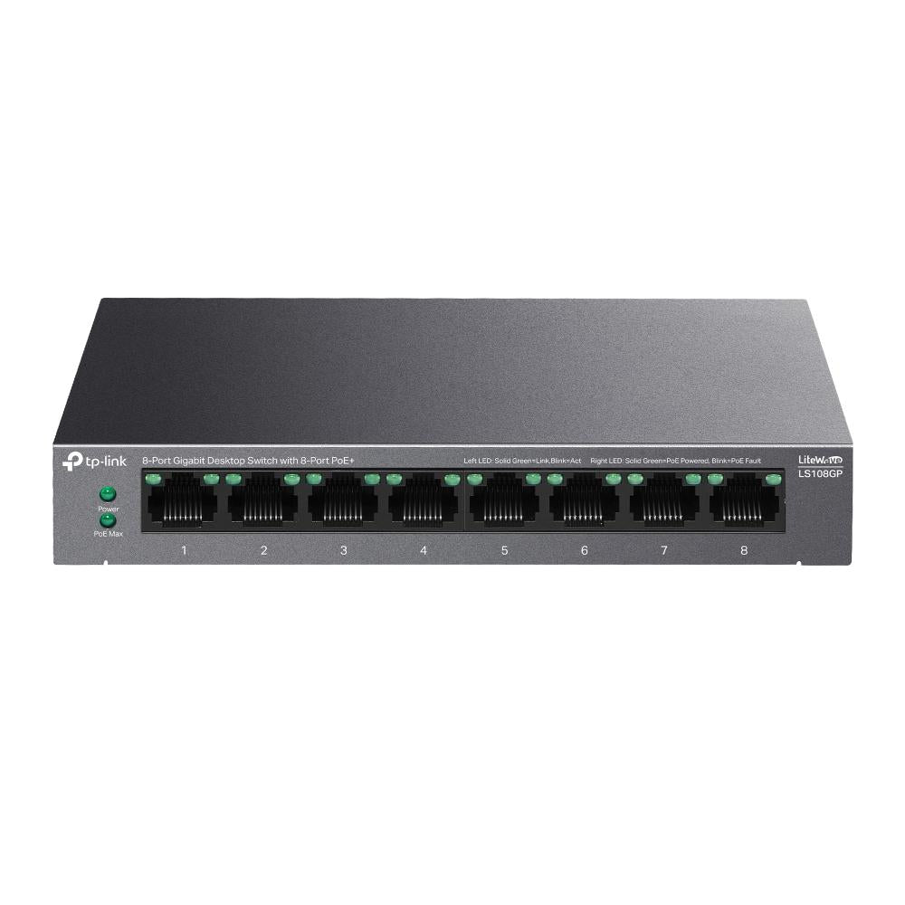 TP-Link, LS108GP, 8-Port Gigabit Desktop Switch with 8-Port PoE+