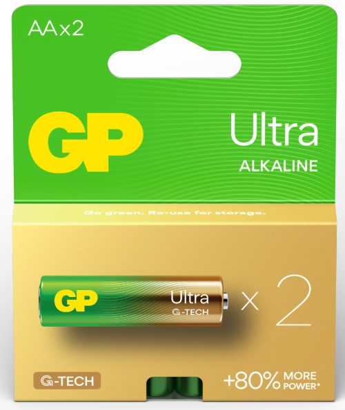 GPPCA15AU719, GP, Battery, AAx2, 1.5V, Ultra Alkaline.