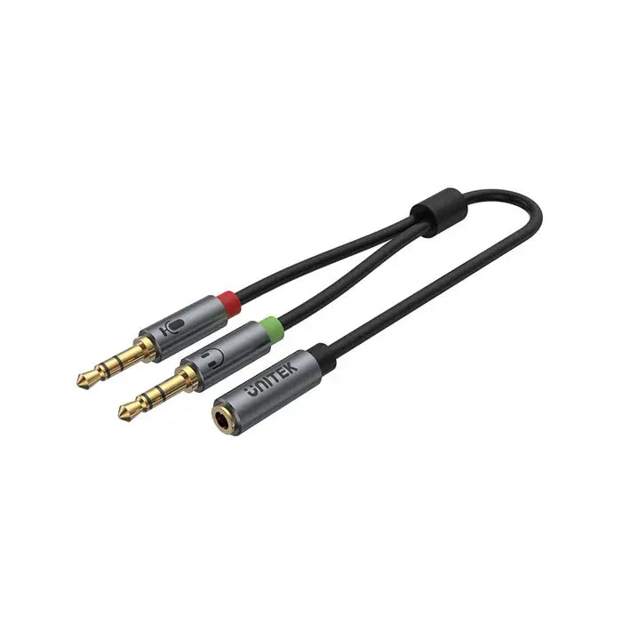 Y-C957ABK ,UNITEK, 0.2M, 3.5MM AUX Audio Cable - Female to 2*Male