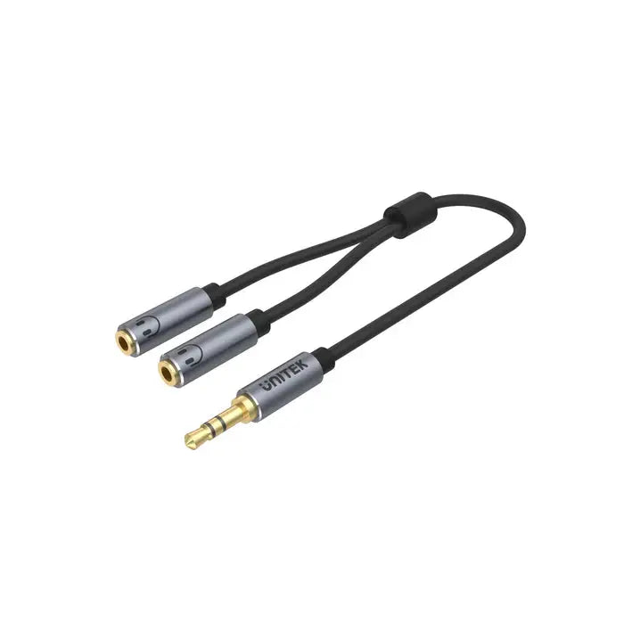 Y-C956ABK ,UNITEK, 0.2M, 3.5MM AUX Audio Cable - Male to 2*Female