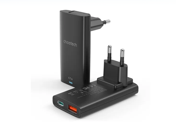 XX-PD6011-EU-BK, Choetech PD6011 67W GAN Ultrathin A+C Wall Charger Black