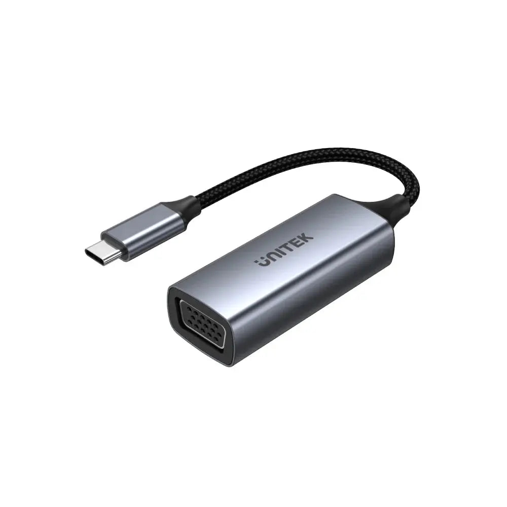 V1413A,UNITEK USB-C to VGA(1080P-60Hz) Adapter Cable, with Briad, Grey &amp; Black