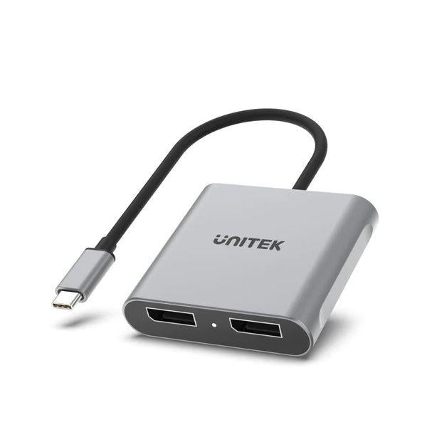 V1404A, UNITEK, USB-C to Dual DP1.4 8K Adapter with MST, Space Gray