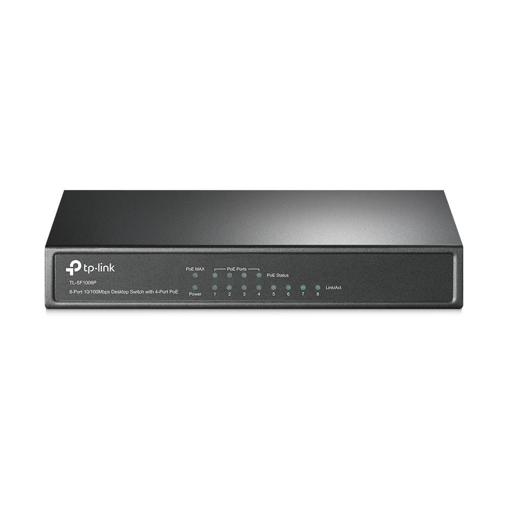 TP-Link, TL-SF1008P, 8-port 10/100M Desktop Switch, 4 PoE 10/100M RJ45 ports, Plastic case