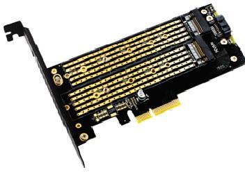 Kingda, KDSATAPCIE0101  M.2 PCIE Adapter for  PCIE NVMe SSD ,with sata, 2 X m2 + 1 X SATA
