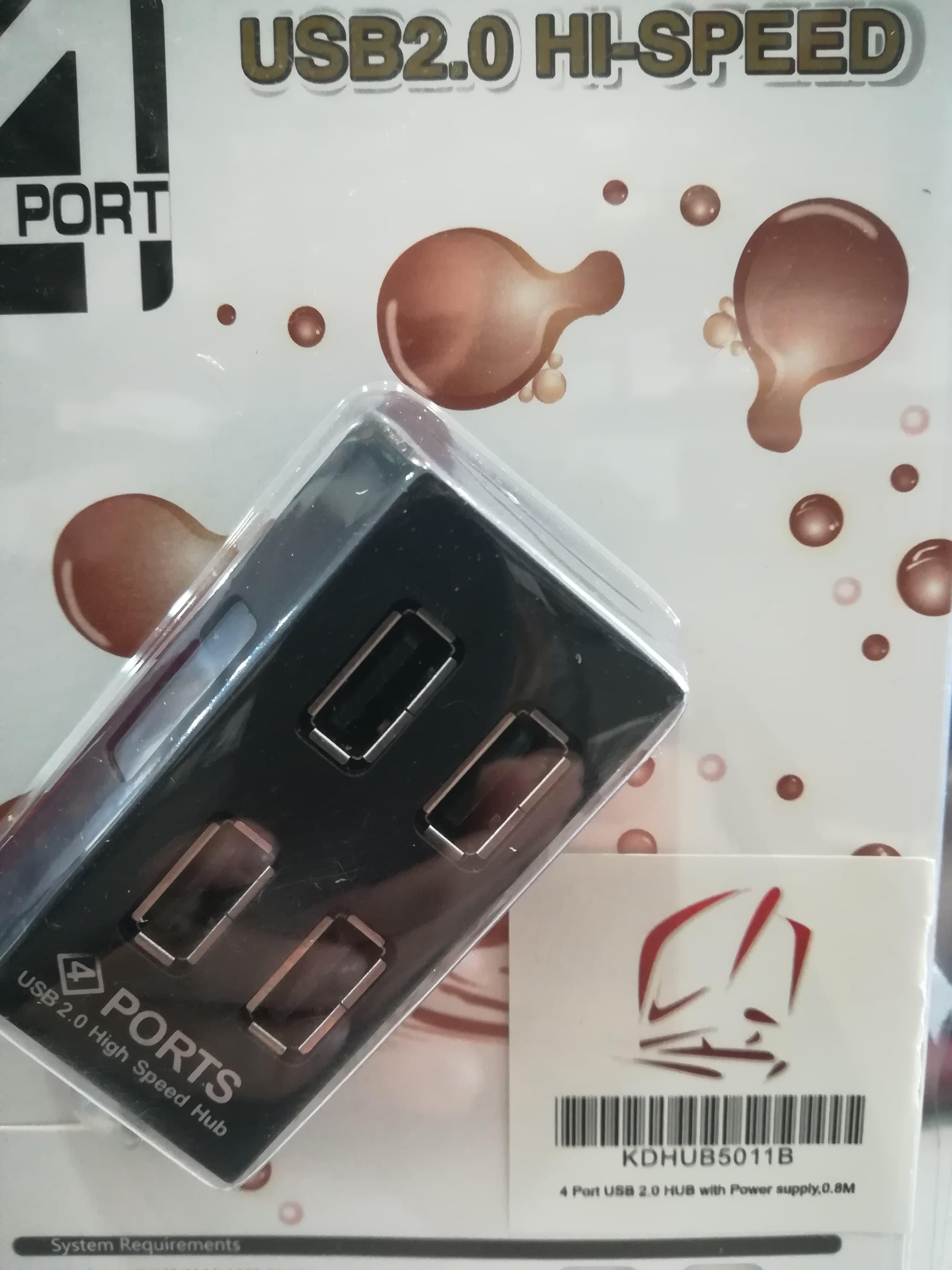 KDHUB5011B-  Kingda, 4 port USB 2.0 HUB with power supply,0.8m
