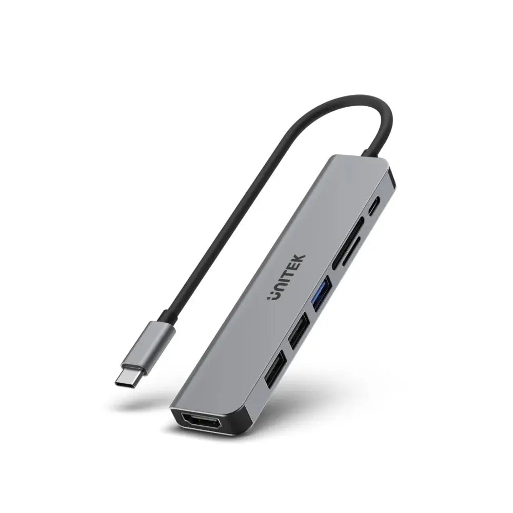 H1118A,UNITEK,7-in-1 USB-C 5Gbps Hub (USB3.0+2*USB2.0+SD/Micro SD Card Reader+HDMI+PD 100W), Space Grey