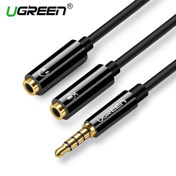 AV141 UGREEN (30620) 3.5mm male to 2 Female Audio Cable ABS Case (Black)