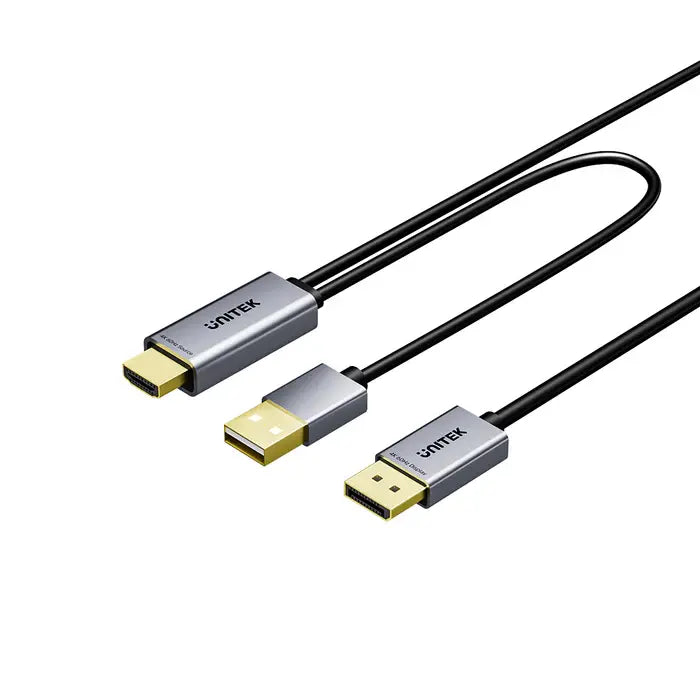 V1714A, UNITEK, Adapter, 1.8M, 4K 60Hz HDMI to DP Cable with USB Power Plug.