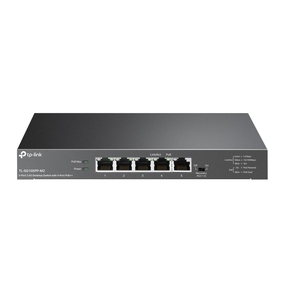 TP-Link, TL-SG105PP-M2, 5-Port 2.5G Desktop Switch with 4-Port PoE++, 123W