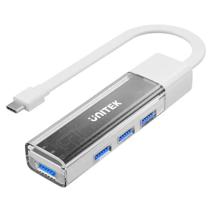 H1319AWH01, UNITEK, USB HUB, Bi-Directional Hub(with Detachable Cable), USB-C/USB-A 5Gb Hub (4*USB-A).