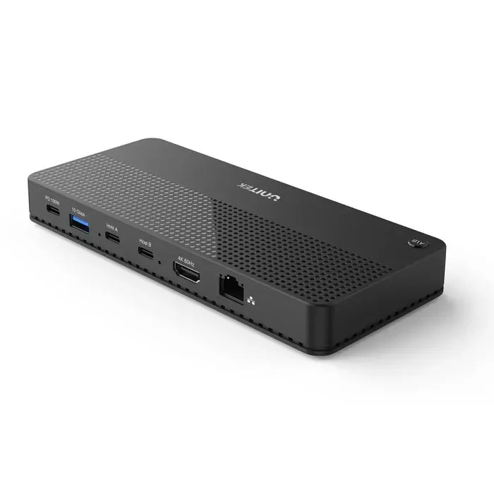 D1077A, UNITEK, Docking Station, Type-C 11-in-2 KVM(USB-C 10Gbps+USB 10Gb+2*USB+HDMI 4K+1GB+SD/Micro+Audio+PD 100W+DC),Black
