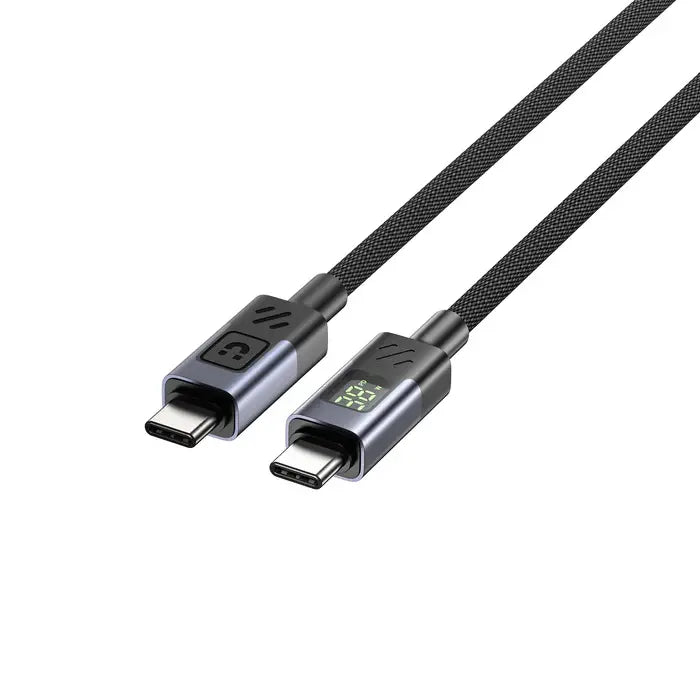 C14158ABK01-2M, UNITEK, Cable, 2M USB-C PD 60w charging, with LED Display, Nylon Braided, Black.